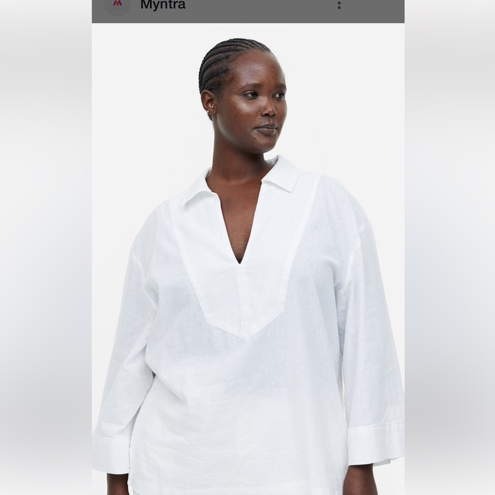 H&M White Linen Cotton Top | NWT | Classic Summer Blouse | Women’s